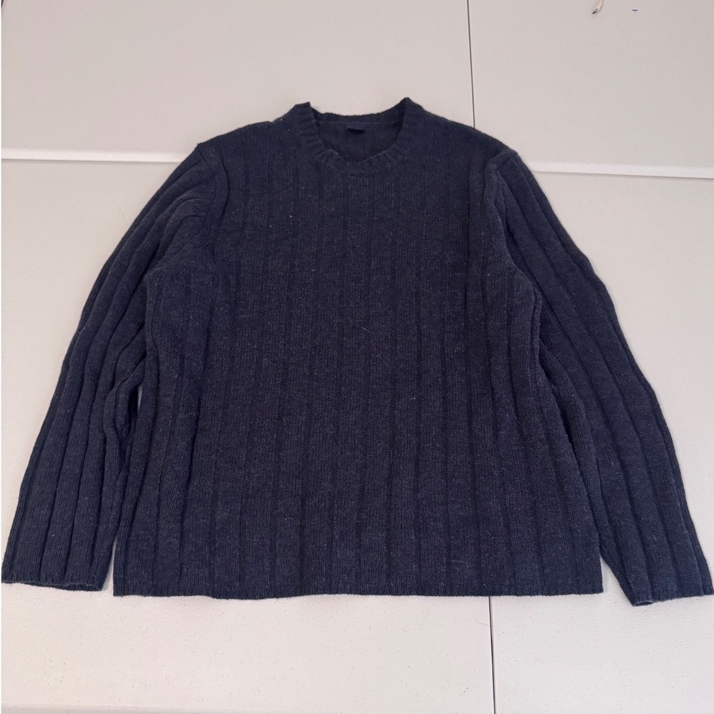Gap Vintage Navy Blue Lambswool Ribbed Crewneck Sweater Mens XL‎ WD313 oo
